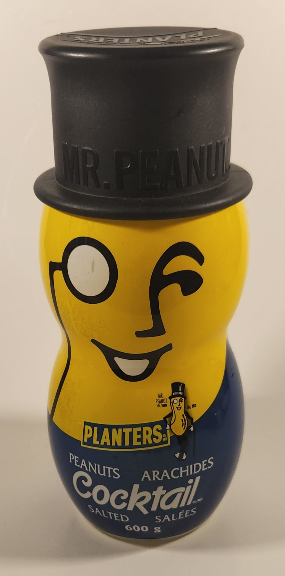 2006 Planter's Mr. Peanut Cocktail Salted Peanuts 1906-2006 Peanut Shaped Glass Jar