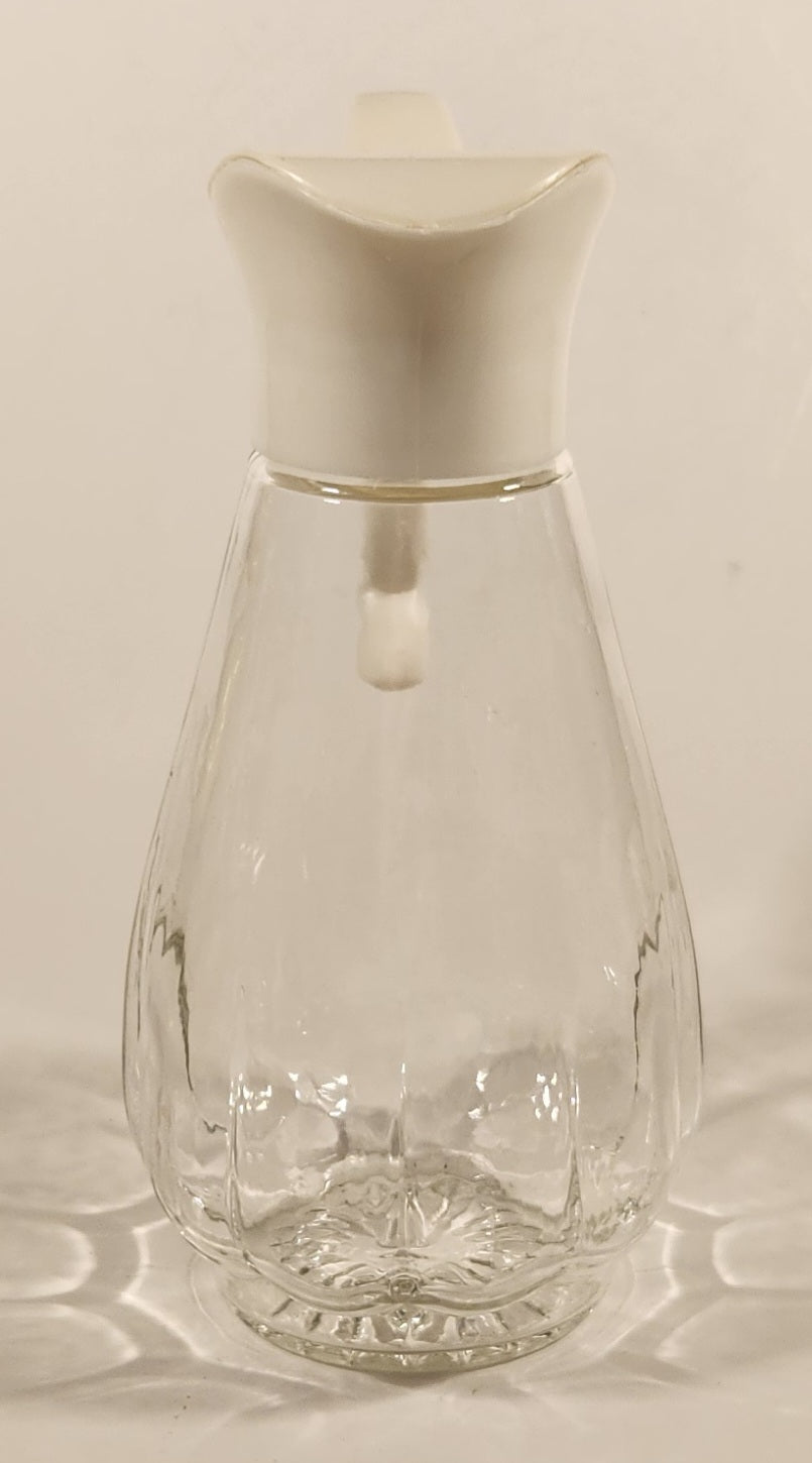 Vintage Twinpak Clear Glass Syrup Pouring Bottle with White Plastic Lid 2