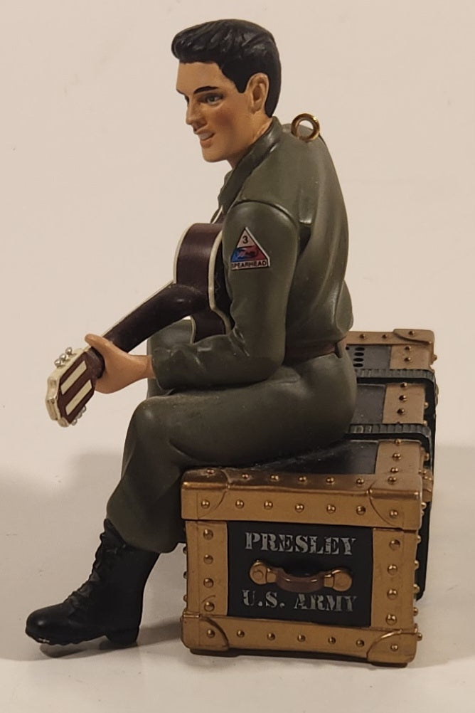 2000 Carlton Cards EPE Elvis Presley A Long Way From Home U.S. Army Singing Christmas Ornament 3