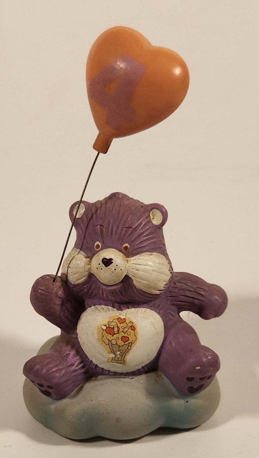 Vintage American Greetings Care Bears Share Bear Purple Ceramic Figurine with #4 Balloon