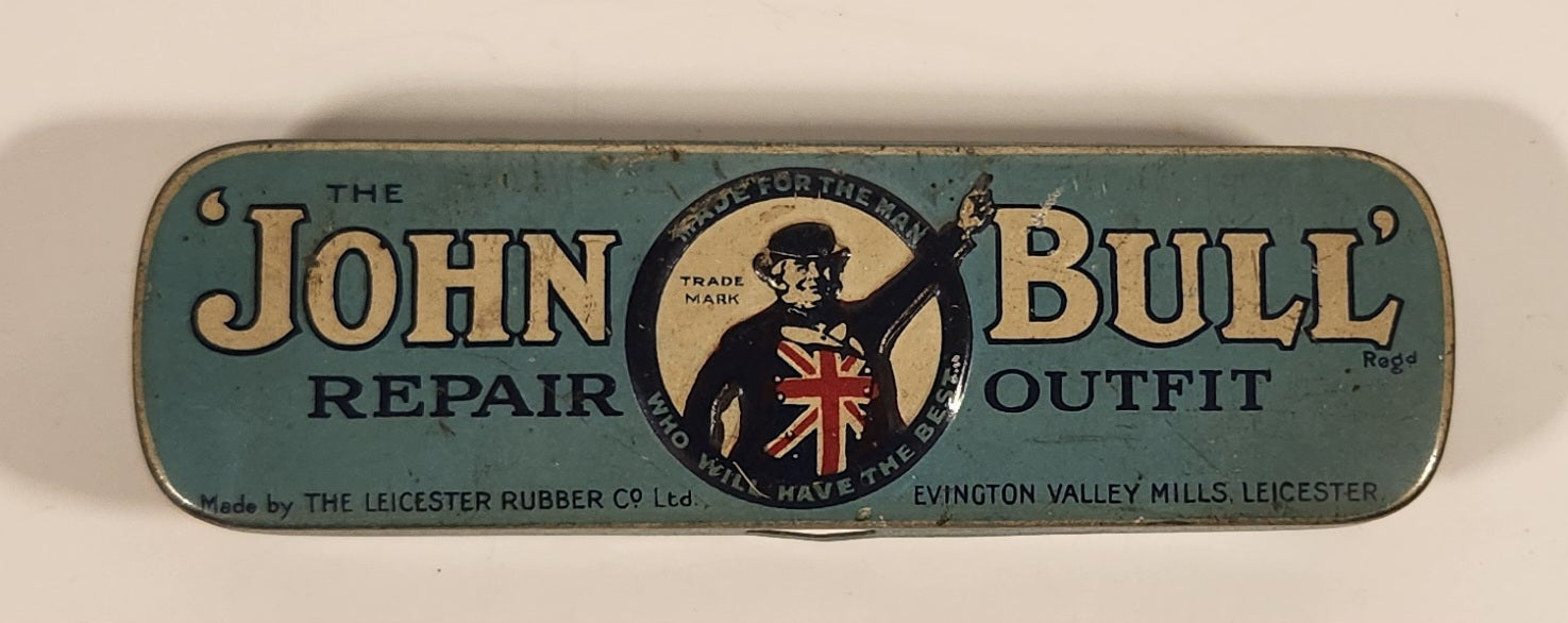 Antique The 'John Bull' Tyres Repair Outfit Tin Metal Container with Some Contents