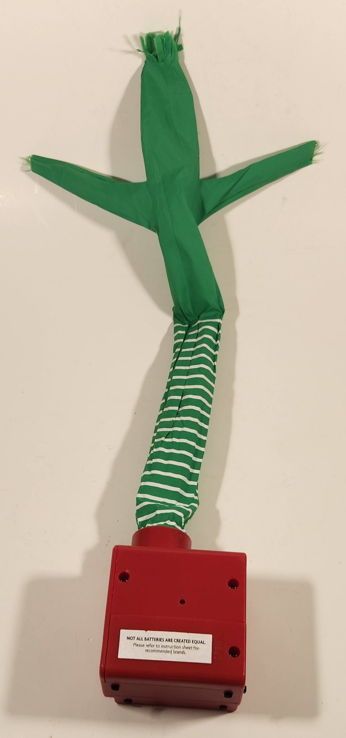Wacky Waving Inflatable Tube Guy Green White Striped Red Plastic Base Toy 2
