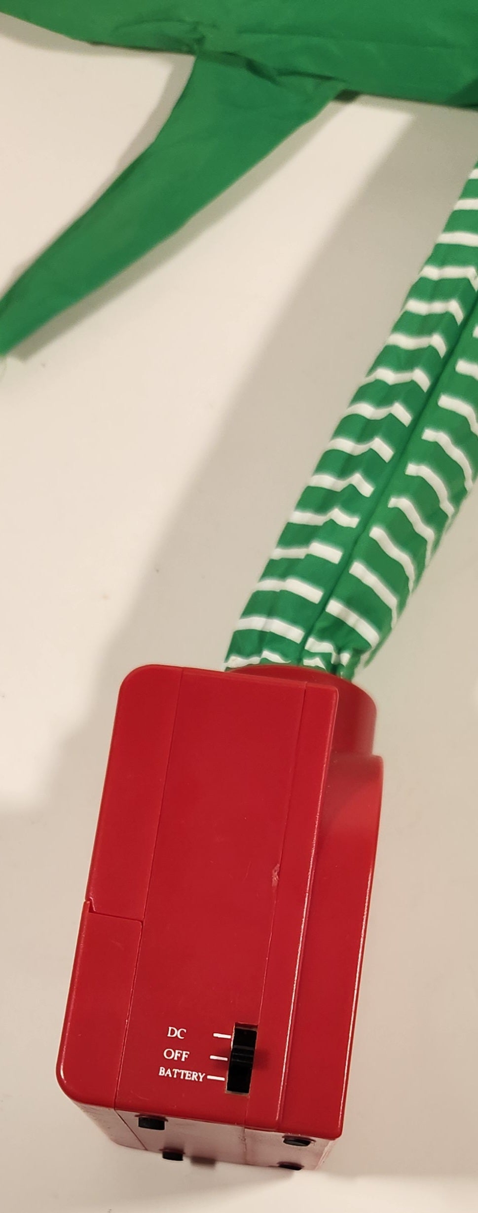 Wacky Waving Inflatable Tube Guy Green White Striped Red Plastic Base Toy 3