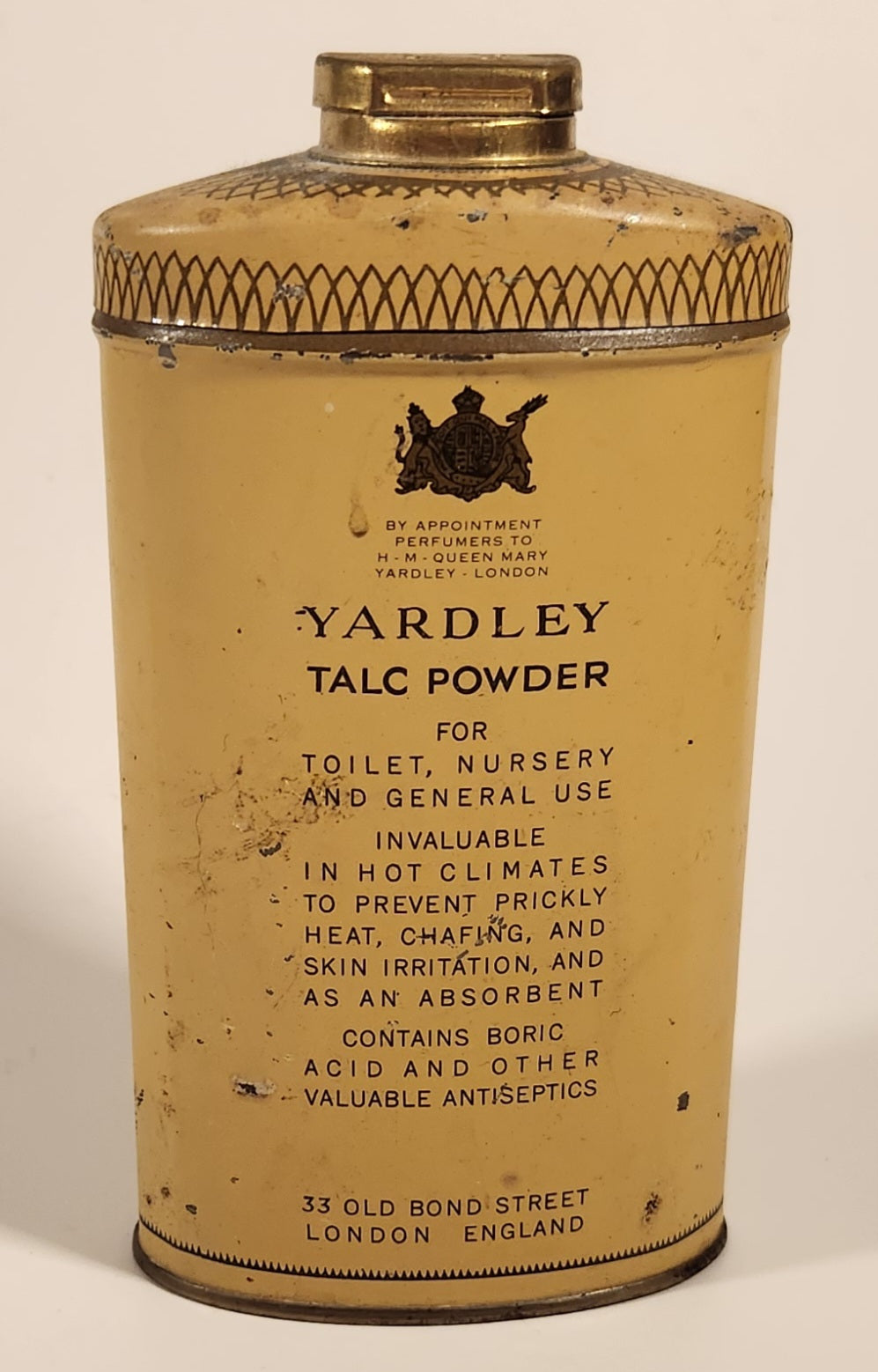 Antique Yardley Old English Lavender Talc Powder Tin Can Still Full 3