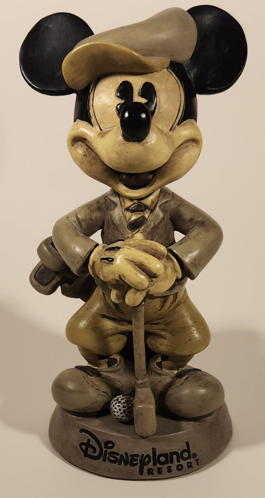 Disney Disneyland Resort Mickey Mouse Golfer 8 1/4" Heavy Resin Bobble-Head