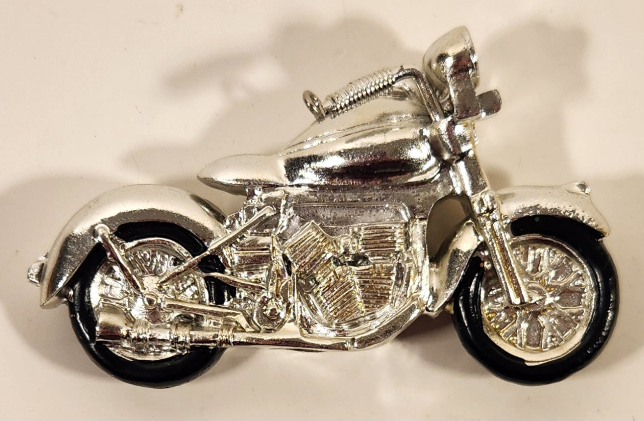 Motorcycle Hanging Chrome Silver Look Resin Christmas Tree Ornament 3