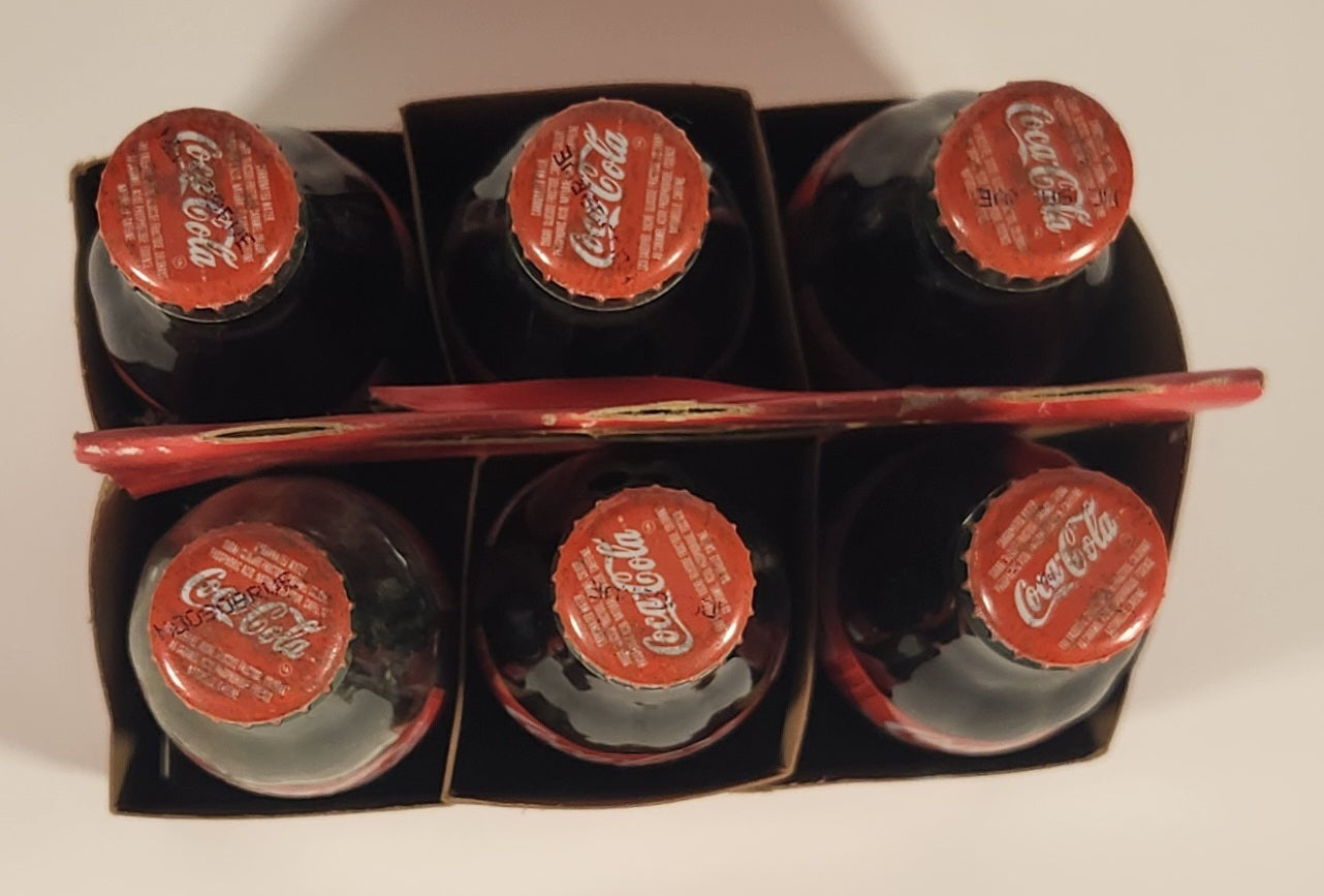 1990s Coca-Cola 6-Pack of Full Never Opened 237 mL Glass Bottles with Paper Carrier 2