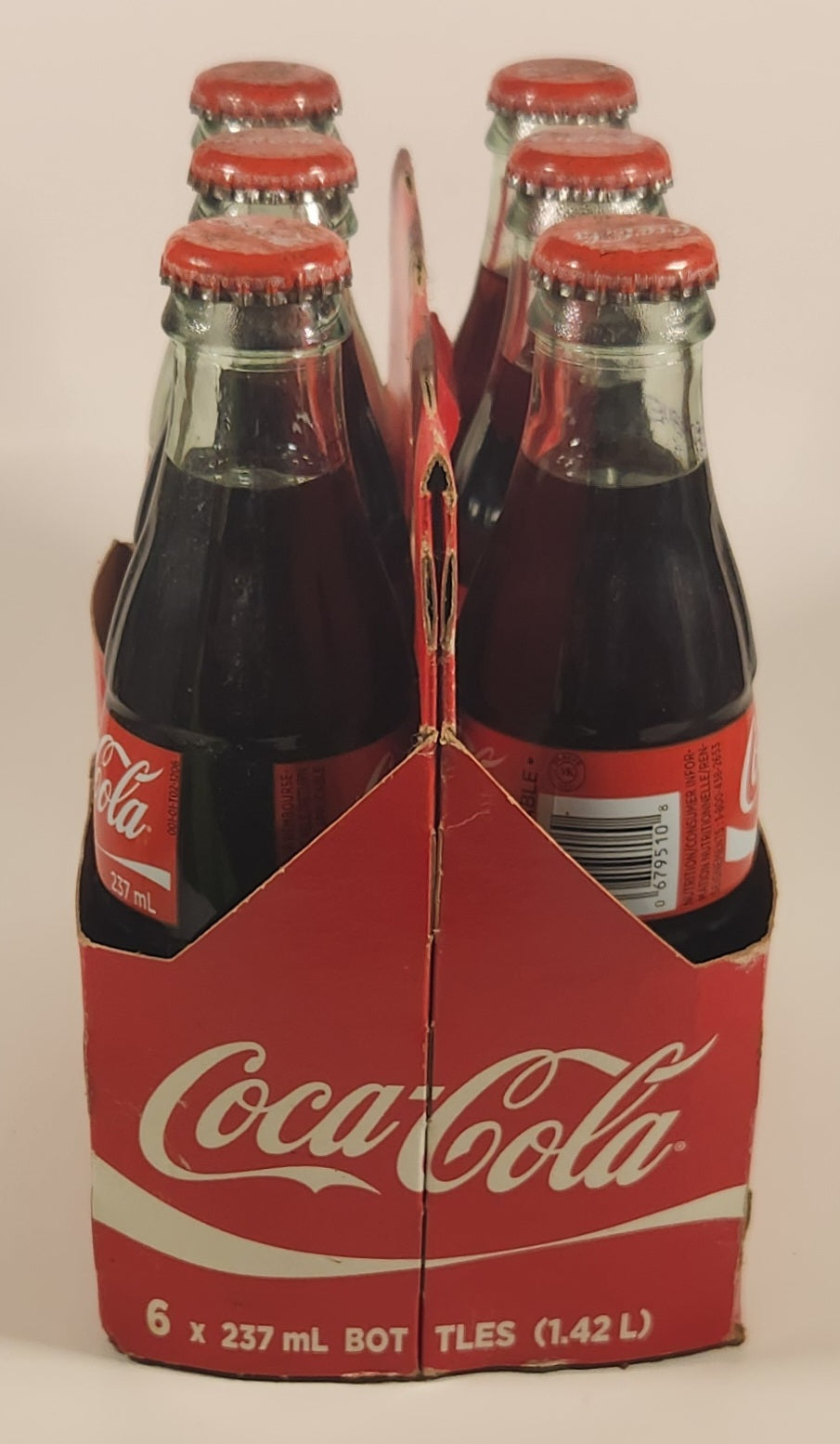 1990s Coca-Cola 6-Pack of Full Never Opened 237 mL Glass Bottles with Paper Carrier 3