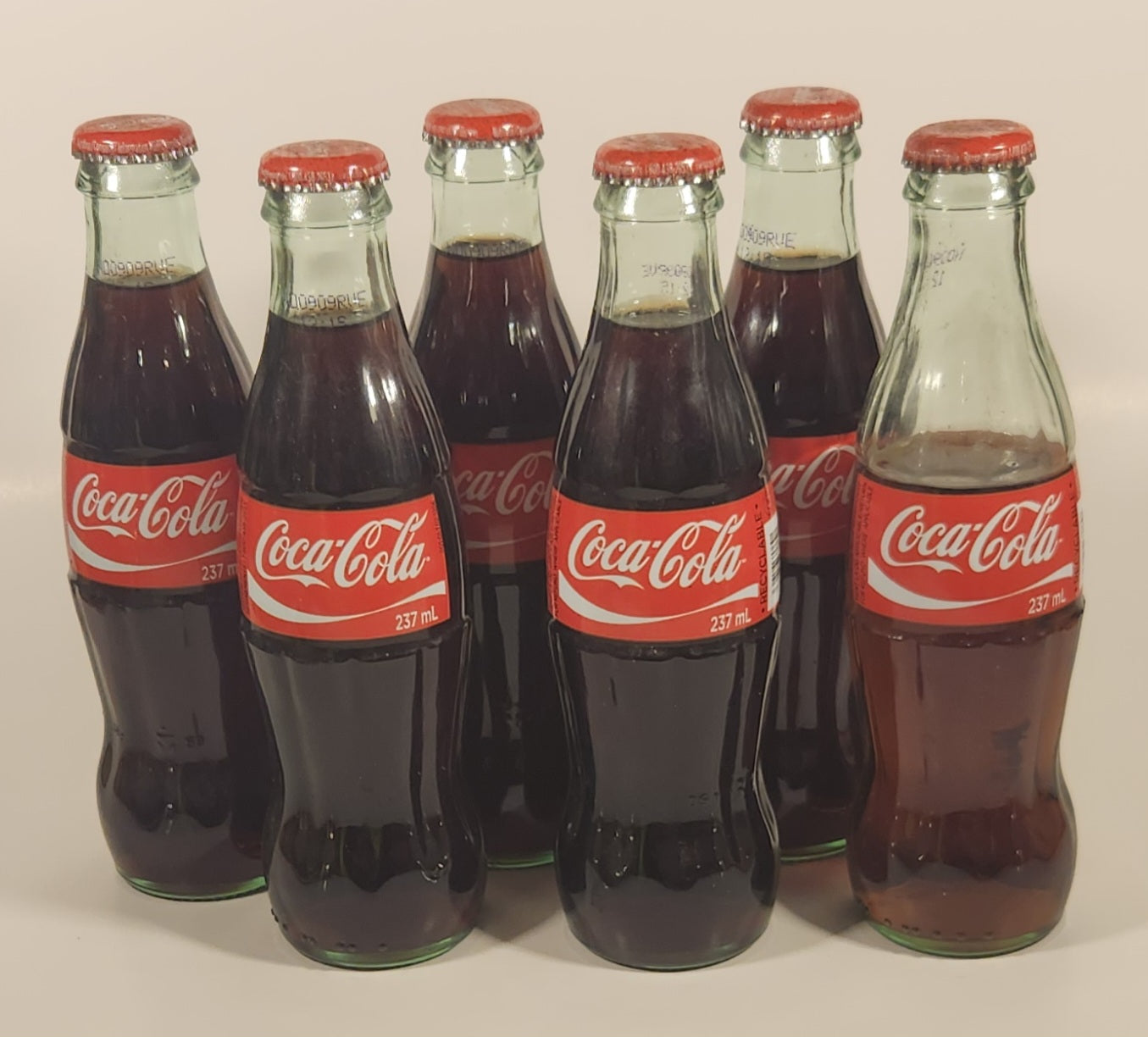 1990s Coca-Cola 6-Pack of Full Never Opened 237 mL Glass Bottles with Paper Carrier 8