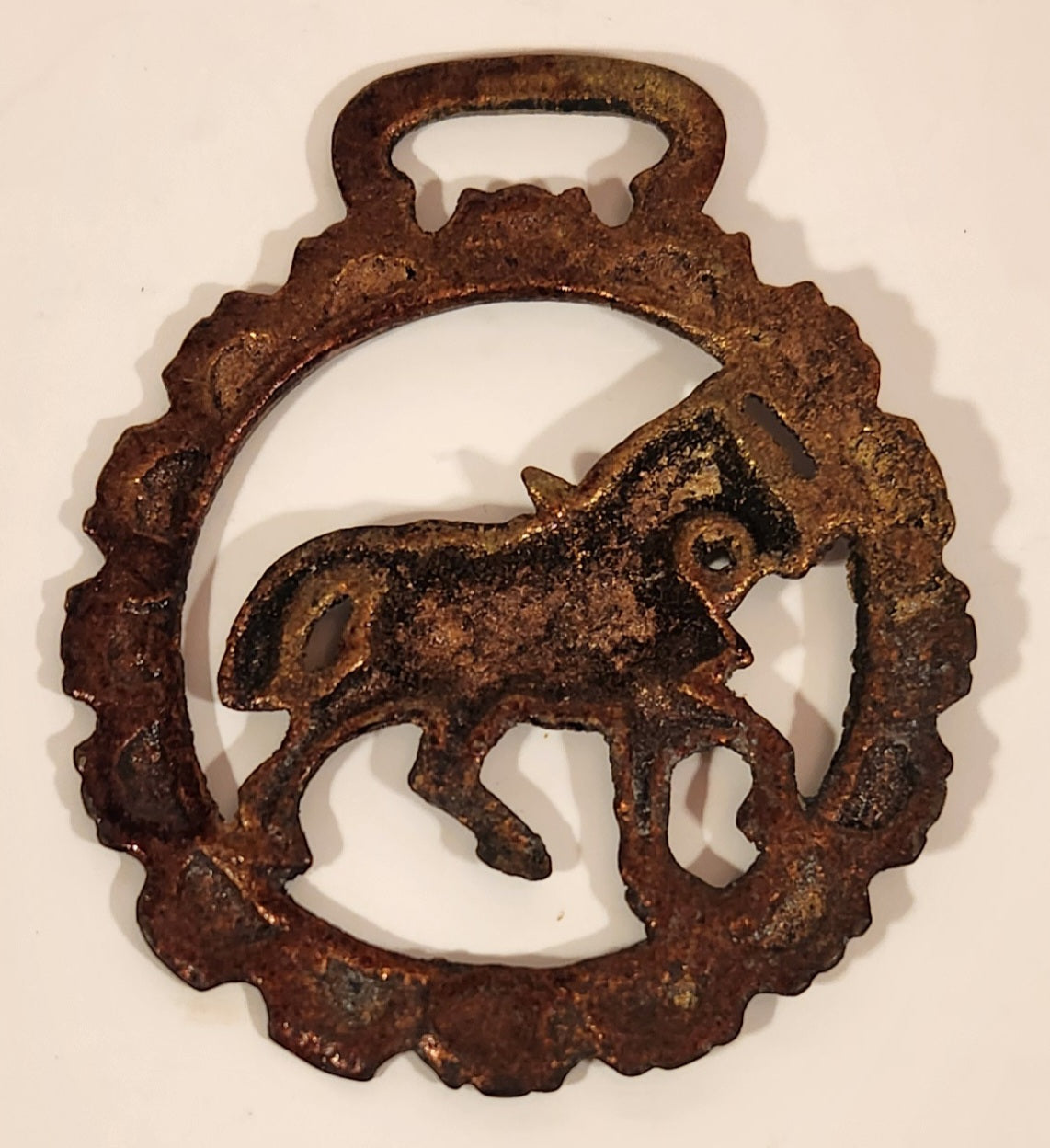 Antique Trotting Shire Horse Themed Horse Brass Medallion 3 1/4" x 3 3/4" 2