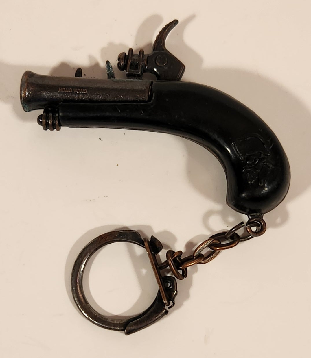 Vintage Pirate Flintlock Pistol Miniature Metal Cap Gun Keychain Made in Hong Kong 4