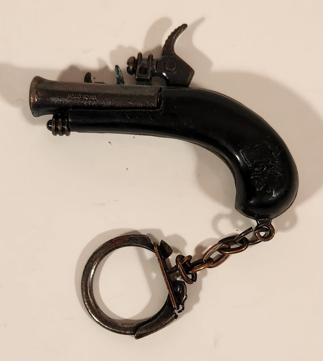 Vintage Pirate Flintlock Pistol Miniature Metal Cap Gun Keychain Made in Hong Kong 3
