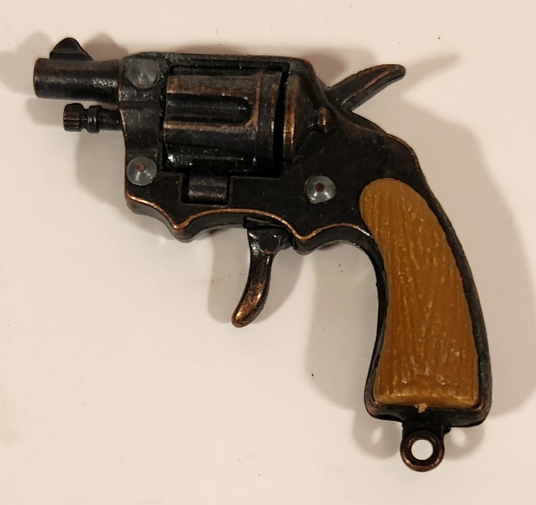 Vintage Hand Gun Revolver Miniature Metal Cap Gun Keychain Charm Made in Hong Kong 2