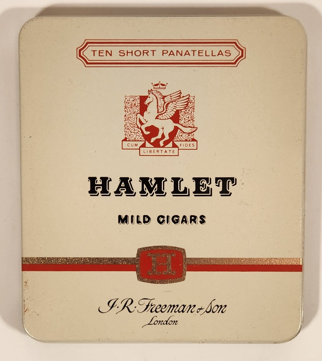Vintage J. R. Freeman & Son London Hamlet Mild Cigars Ten Short Panatellas Tin Metal Cigarette Case Holder