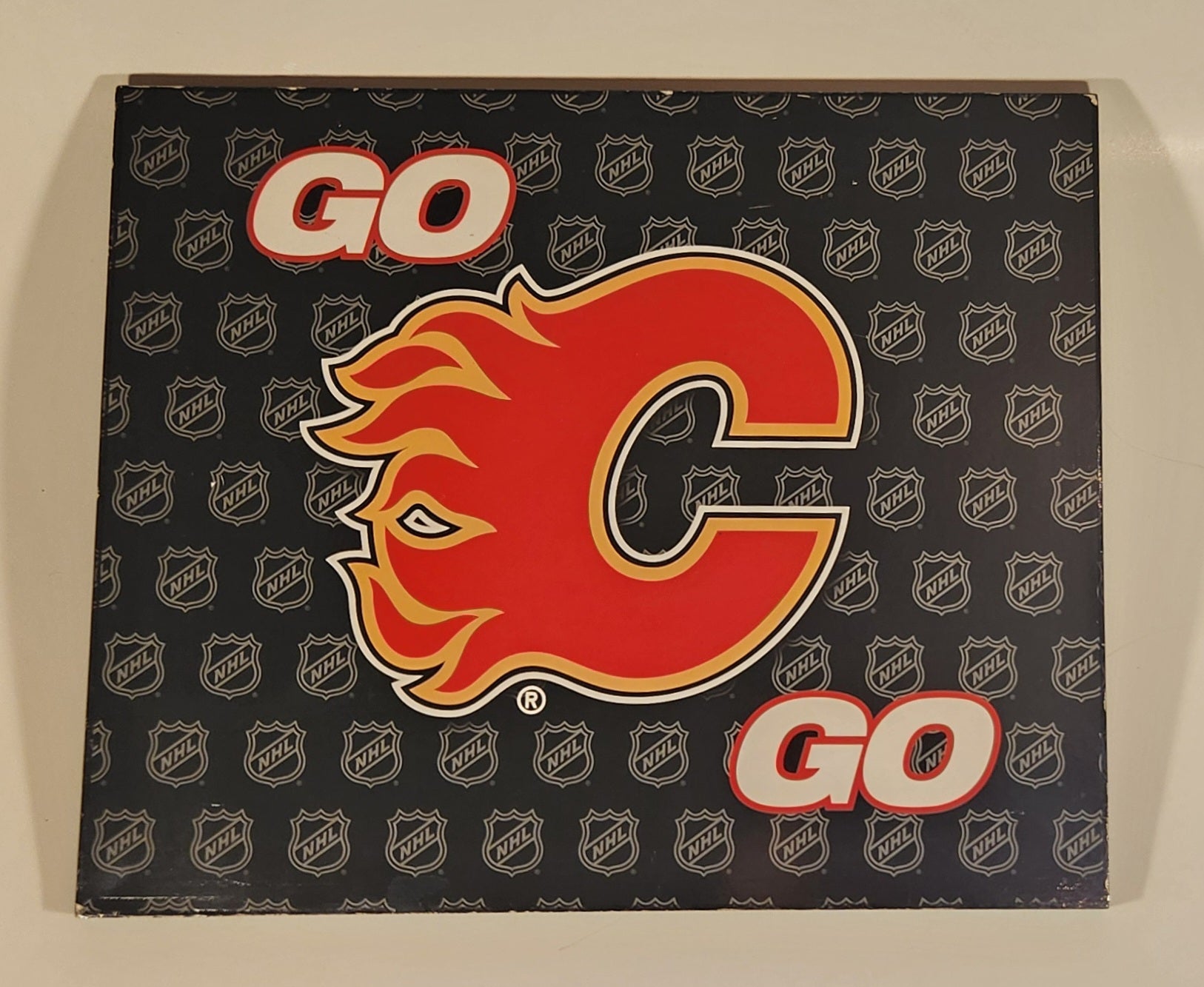 NHL Calgary Flames Go Flames Go 9 3/4" x 11 3/4" Wood Wall Plaque Poster 2
