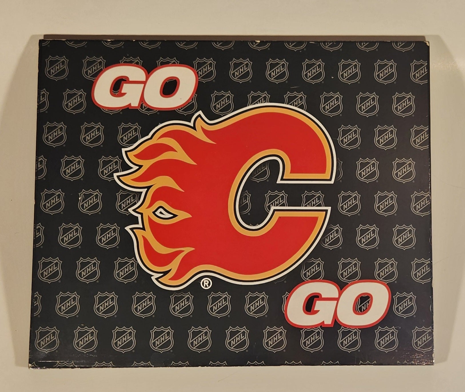 NHL Calgary Flames Go Flames Go 9 3/4" x 11 3/4" Wood Wall Plaque Poster