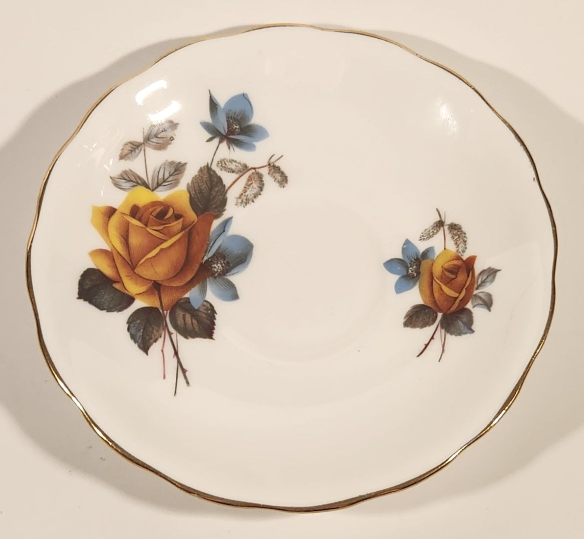 Vintage Ridgway Potteries Ltd Royal Vale Yellow Rose Flowers Tea Cup Saucer 2