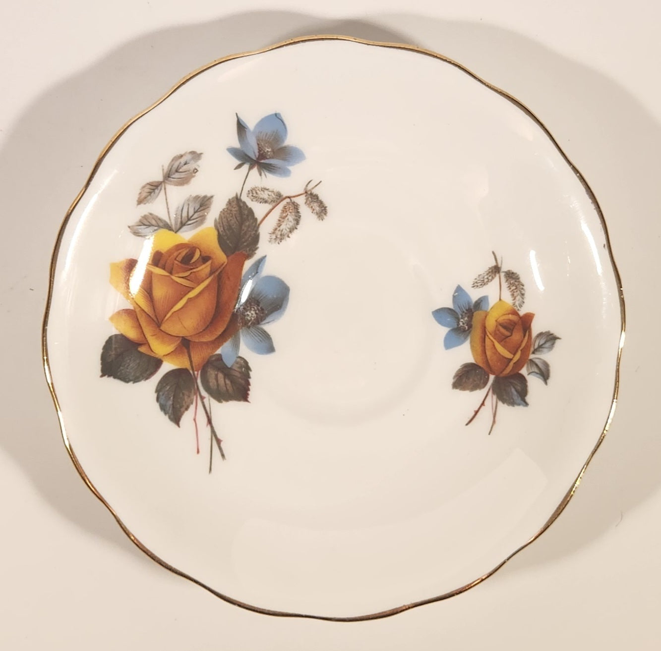 Vintage Ridgway Potteries Ltd Royal Vale Yellow Rose Flowers Tea Cup Saucer 3