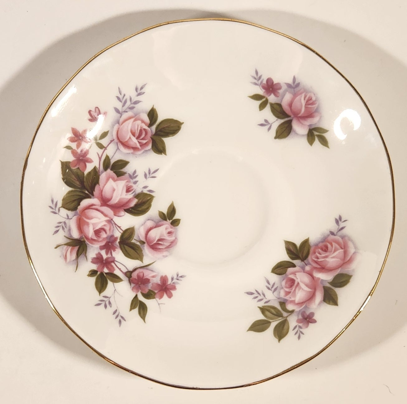 Vintage Queen Anne Roses Pink Flowers Tea Cup Saucer