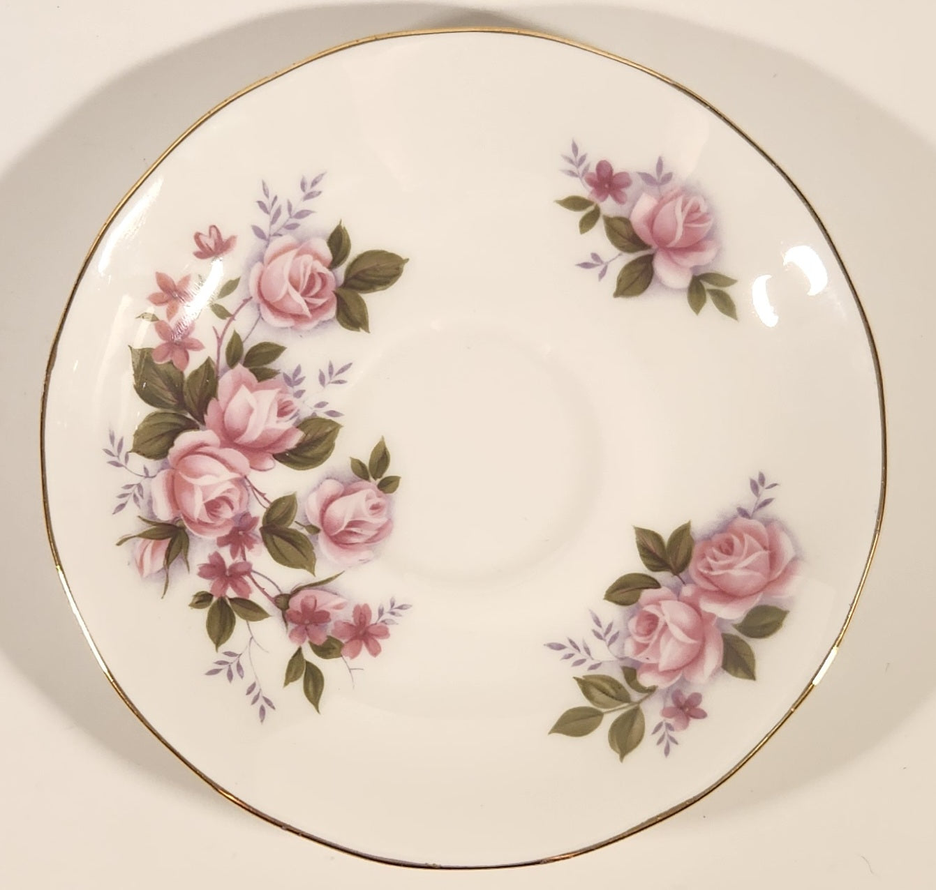 Vintage Queen Anne Roses Pink Flowers Tea Cup Saucer 2