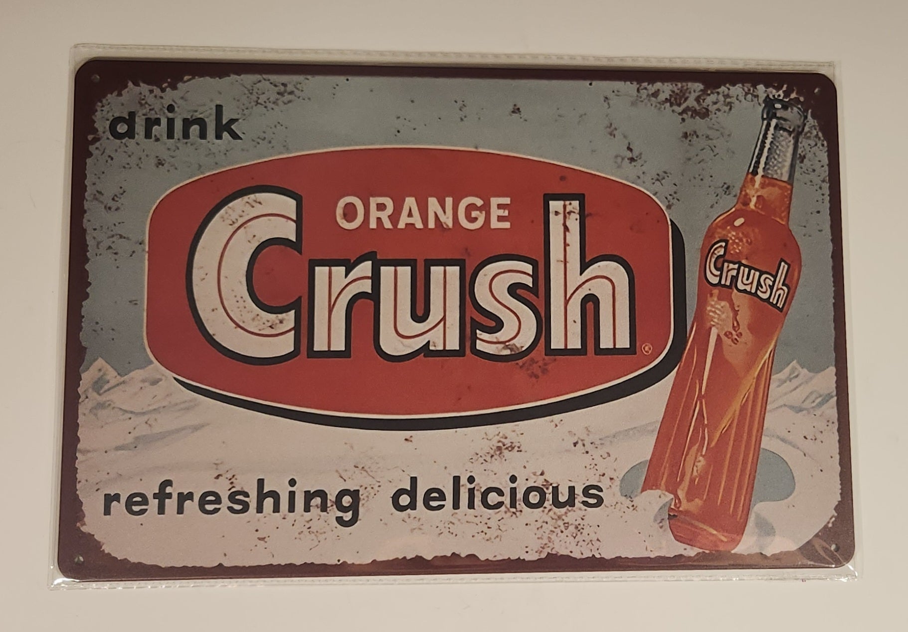 Drink Orange Crush Refreshing Delicious 8" x 12" Tin Metal Sign New in Package