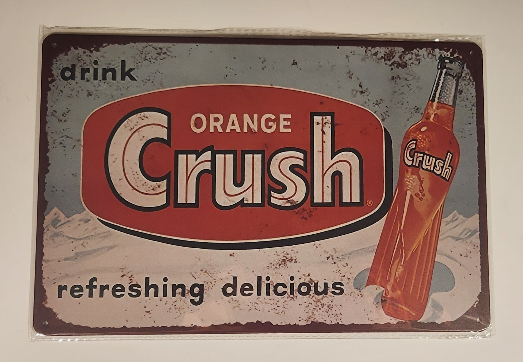 Drink Orange Crush Refreshing Delicious 8" x 12" Tin Metal Sign New in Package