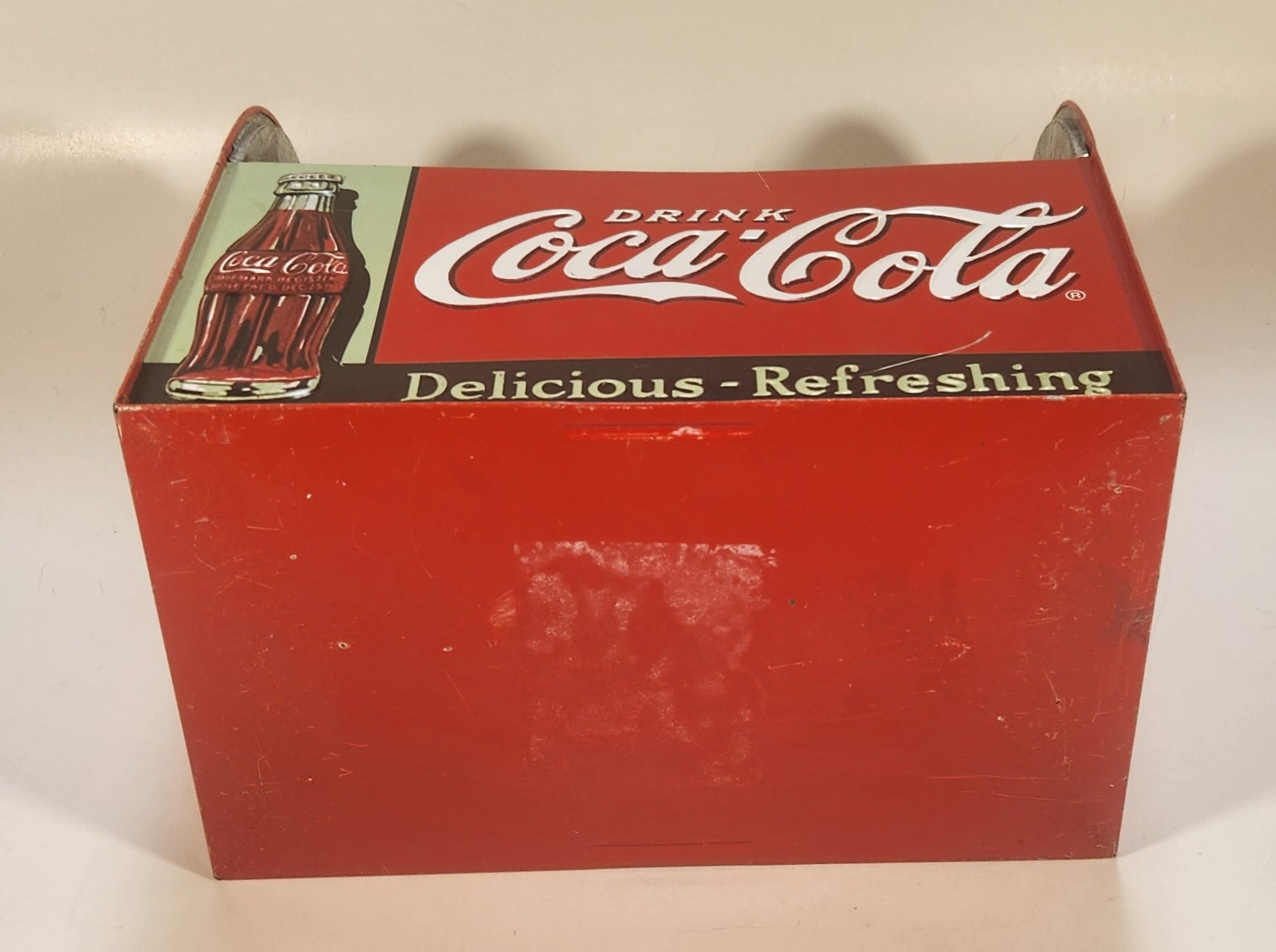 Drink Coca Cola Delicious Refreshing Galvanized Metal Drink Carrying Case with Wood Handle 8