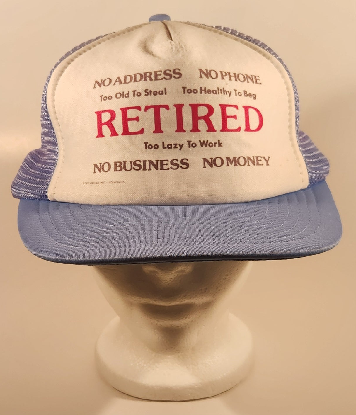 Vintage Retired Light Blue and White Snapback Mesh Trucker Cap Hat
