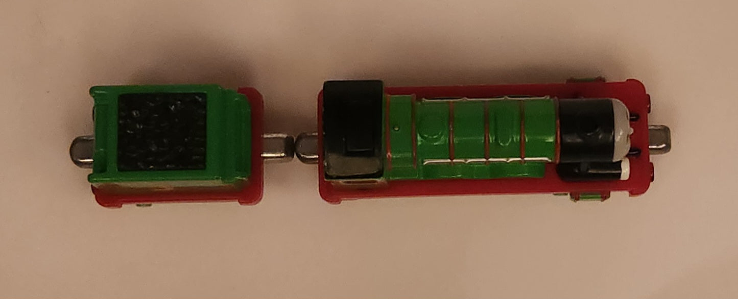 2009 Mattel Gullane Thomas The Train & Friends Take n Play #3 Henry With Henry's Tender Coal Car Green Magnetic Die Cast Toy Vehicle Set T0200 9