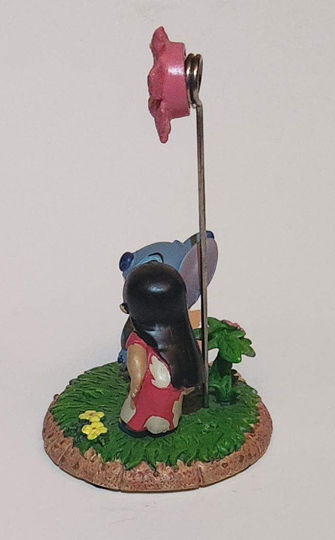 Disneyland Resort Disney Parks Authentic Original Lilo Kissing Stitch Below Pink Flower 5 1/4" Resin Ornament 2