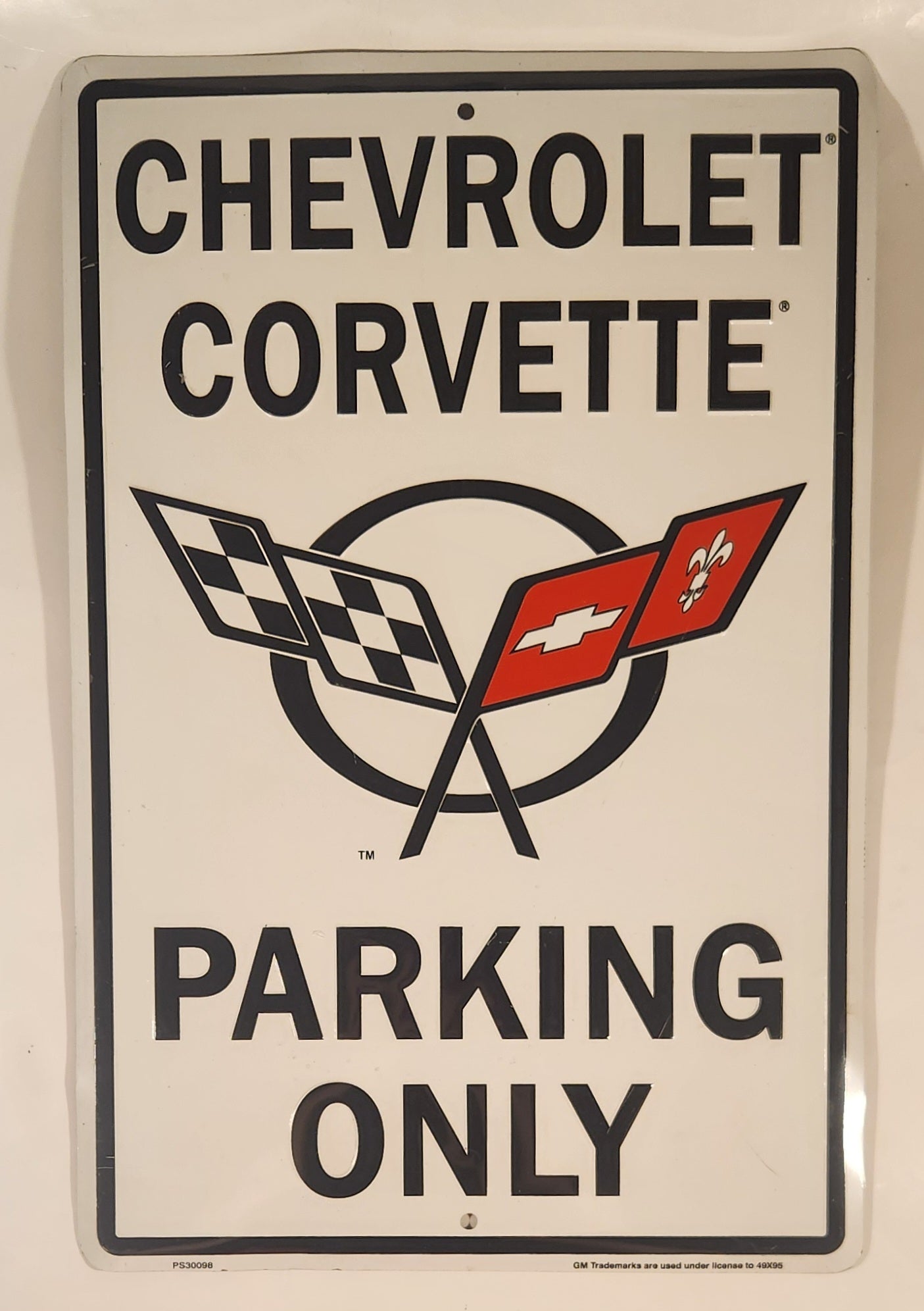 Chevrolet Corvette Parking Only 12" x 18" Embossed Metal Sign
