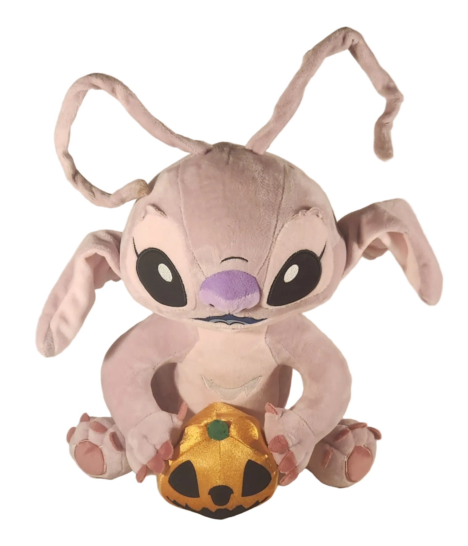Disney Lilo & Stitch Halloween Angel Stitch Holding Orange Pumpkin Jack-O-Lantern 20" Stuffed Plush Toy