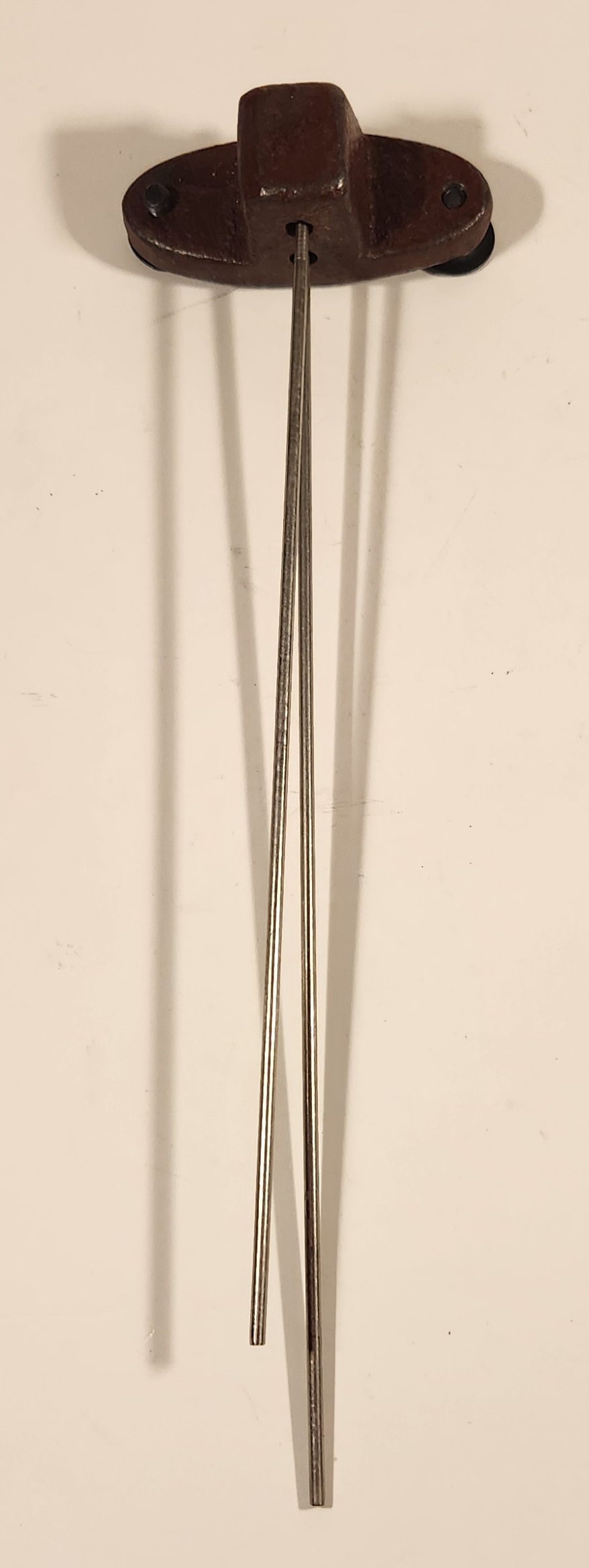 Cast Iron Chime Block 2 Hole with 2 Rods Red Clock Part